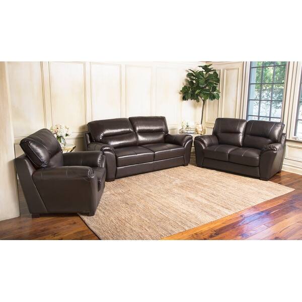 Shop Black Friday Deals On Abbyson Caprice 3 Piece Top Grain Leather Sofa Set Overstock 9745832