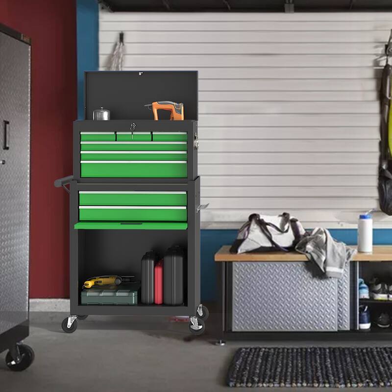 8-Drawer Rolling Tool Chest & Removable Tool Box Organizer with Lock