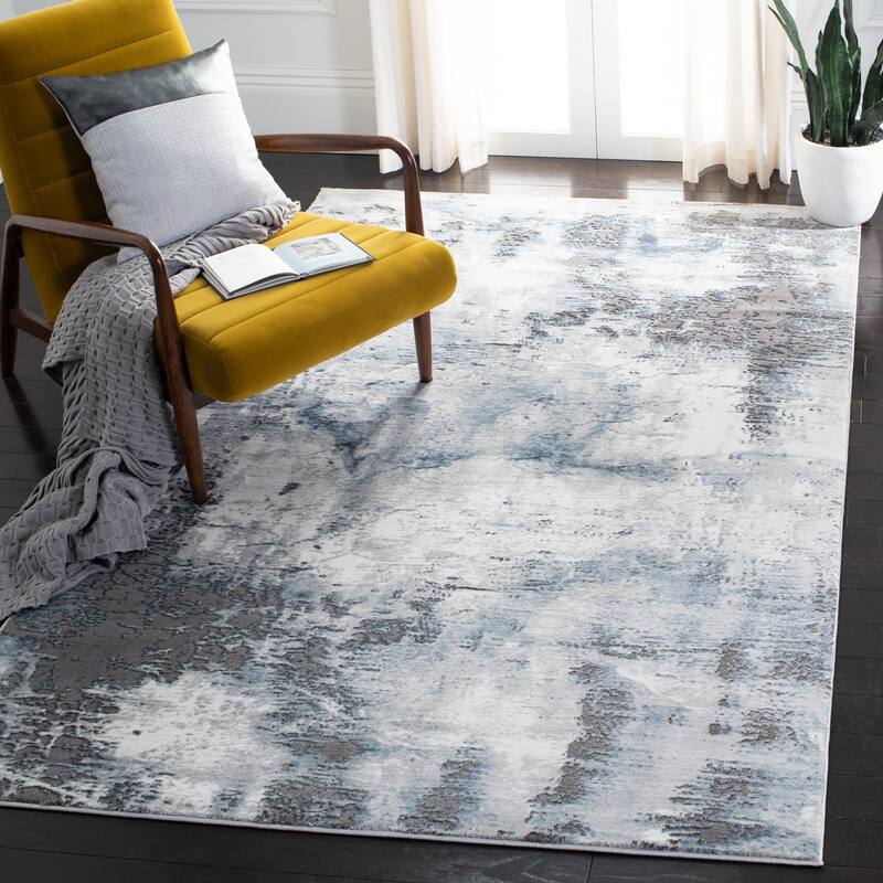 SAFAVIEH Craft Yamina Modern Abstract Rug - 6'7" Square - Blue/Grey