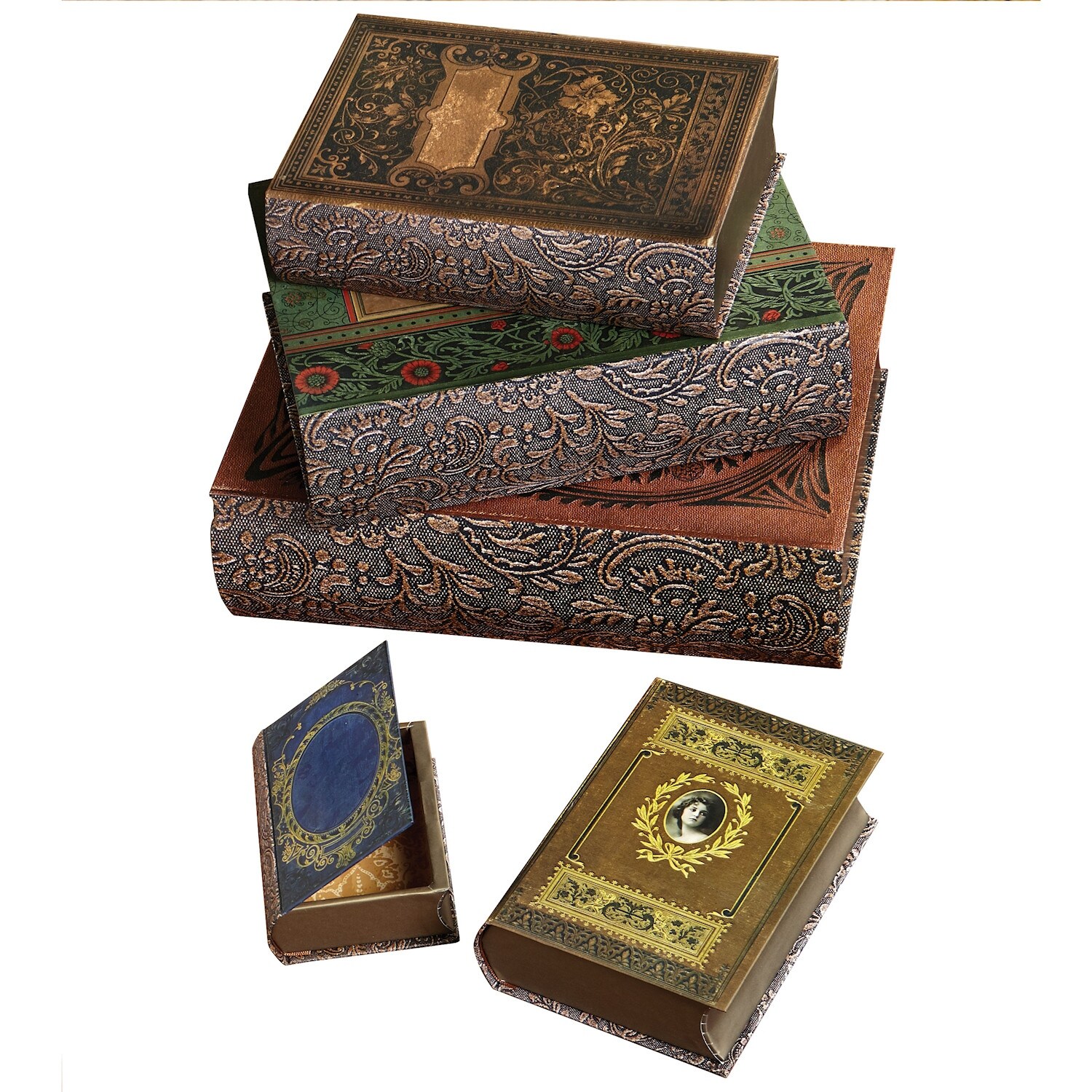 Shop Victorian Trading Set Of 5 Vintage Nesting Book Boxes