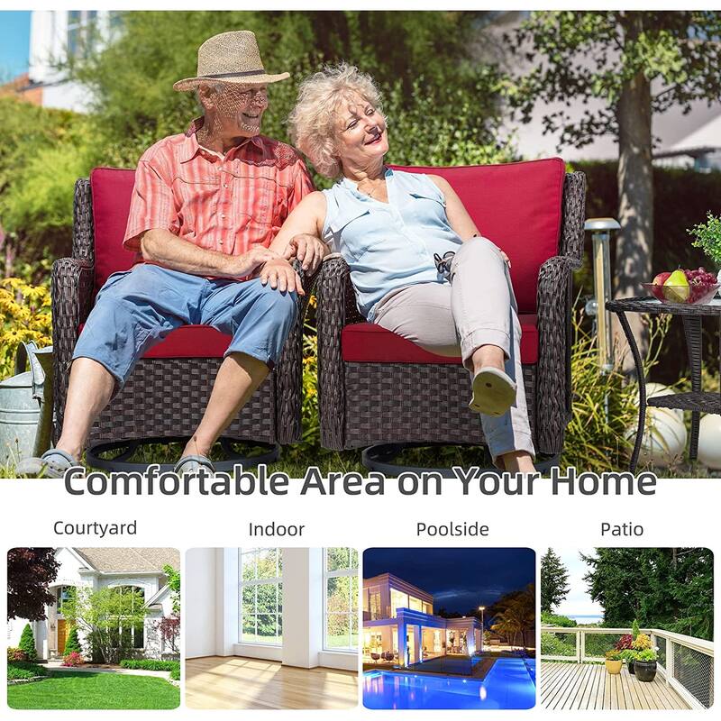 Outdoor Rotatable Seating Group with Cushions Patio Wicker Sections