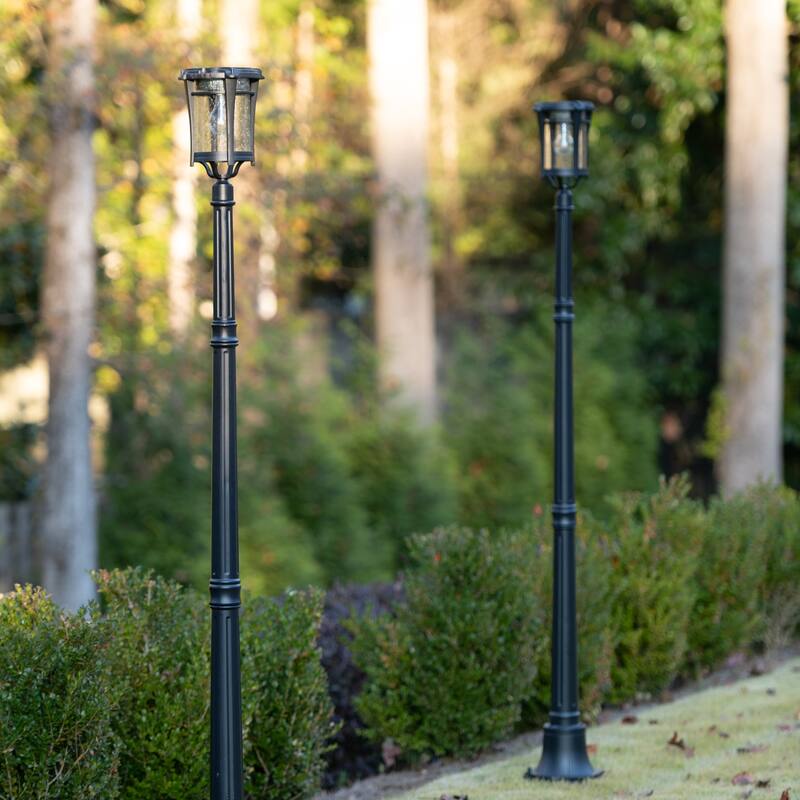 Aurora Bulb Black Solar 3' Fitter Post Light with Pier or Wall Sconce