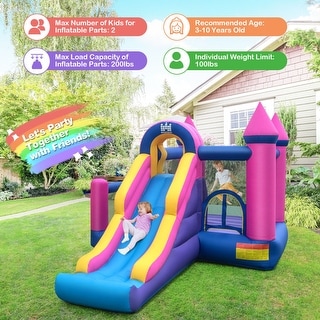 7-in-1 Kids Inflatable Bounce House with Long Slide and 735W Blower - 11ft x 10ft x 7.5ft (L x W x H)
