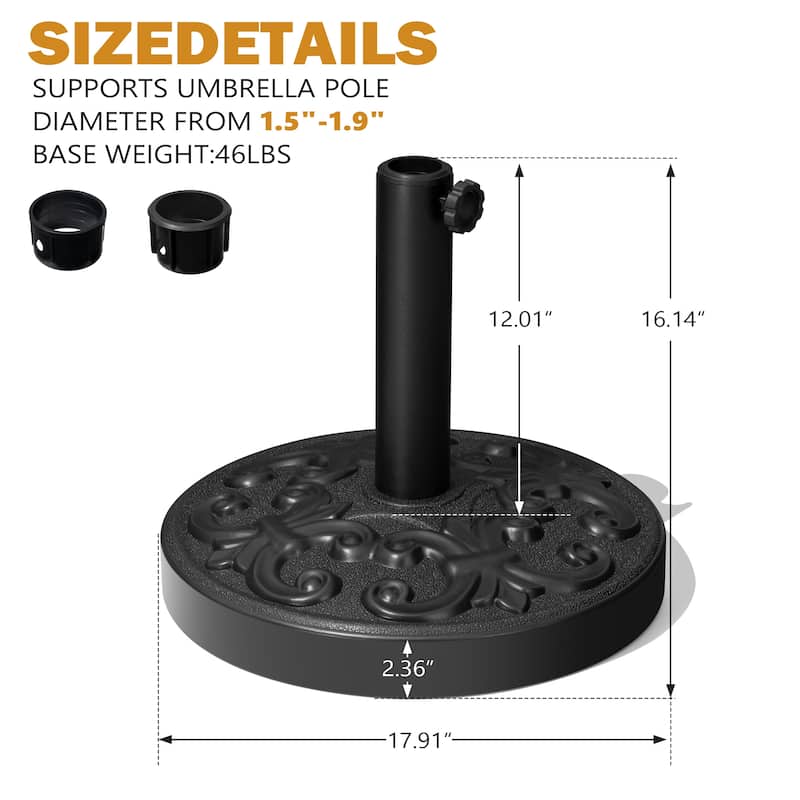 VredHom 30/45LBS Round Heavy Duty Patio Market Umbrella Base