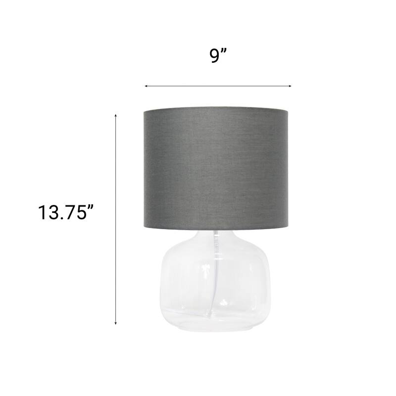 Round Glass Table Lamp with Drum Shade - 13.75" - Clear and Gray