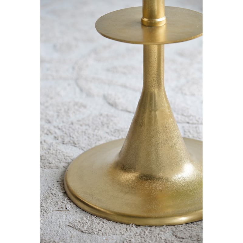 Tiered Aluminum Accent Table - 21.75" - Antique Brass Finish