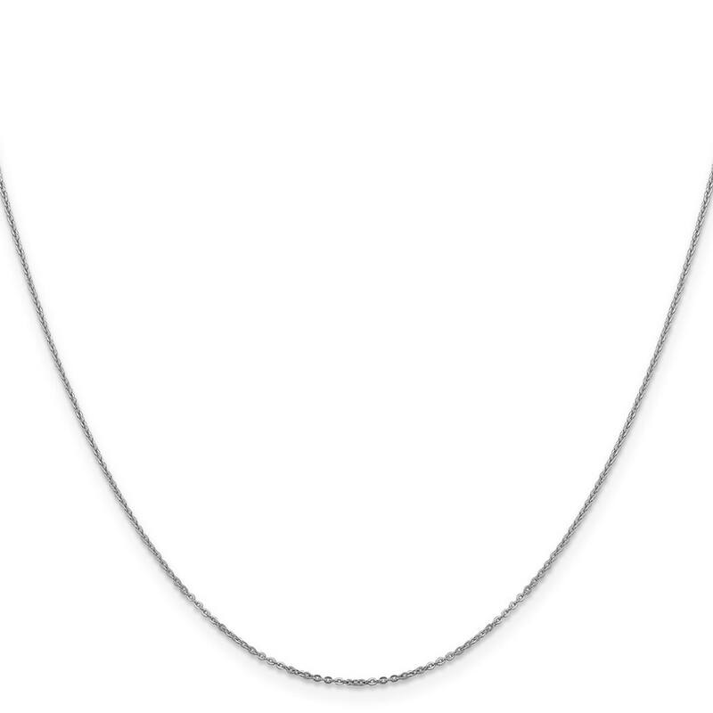 Curata 14k White Gold 1.1mm Flat Cable Link Chain Necklace (Lobster) Options: 16 18 20 22 24