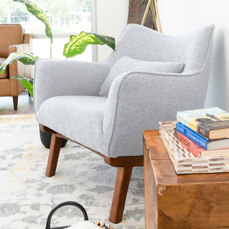 Clarissa Mid Century Modern Luxury Fabric Accent Comfy Wide Armchair
