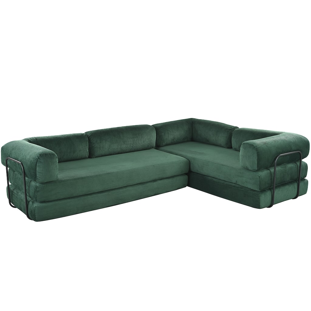 115" Polyester L-Shaped Modular Sectional Sofa Bed
