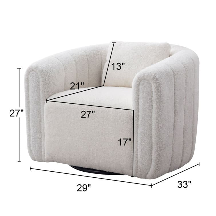 Ebello Oversize Velvet Swivel 360° Rotation Barrel Comfy Round Armchair With Pillow For Living Room Bedroom