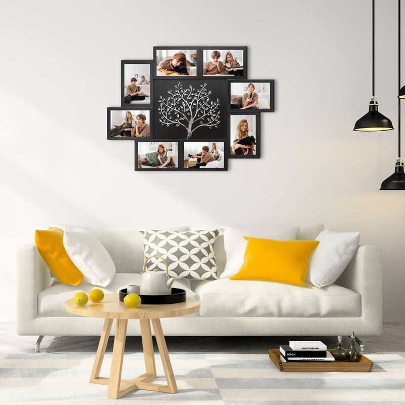 HELLO LAURA 8 Opening 4x6 Picture Frame Collage Family Tree Wall Hanging - Black2