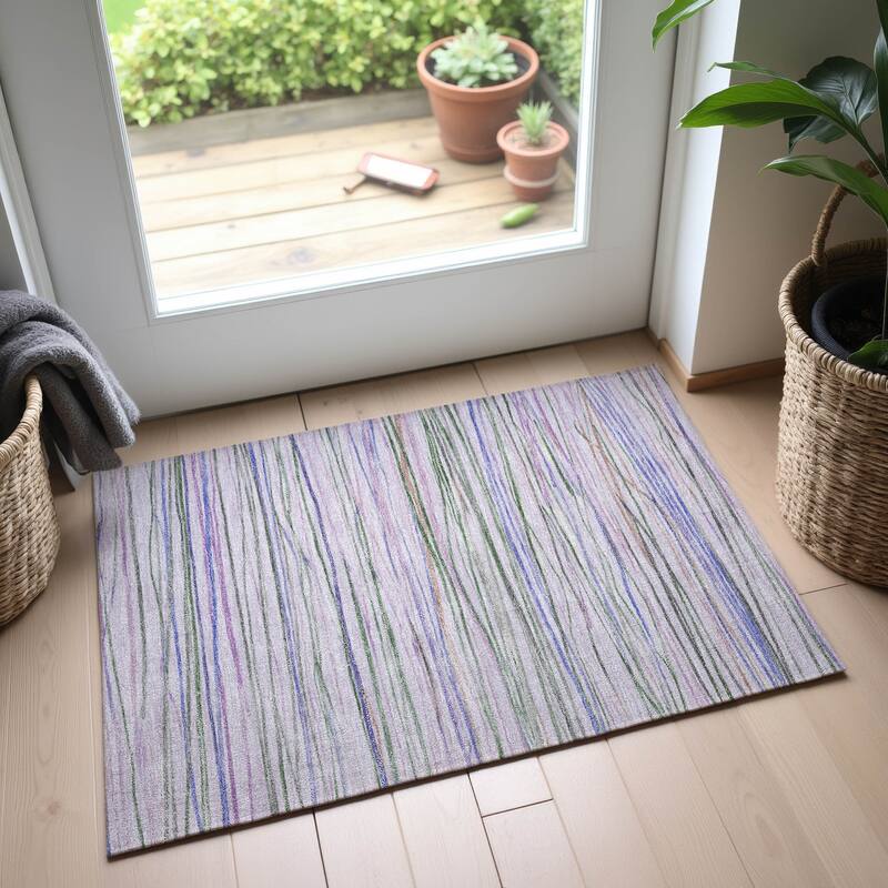 Premium Washable Super Soft Stripes Mayfield Rug - Lavender - 1'8" x 2'6"