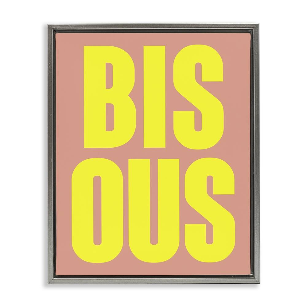 Stupell Bisous Kiss Typography Framed Floater Canvas Wall Art Design By House of Lulu