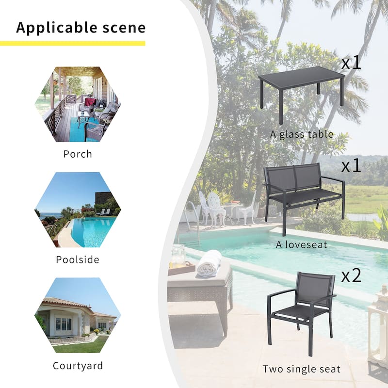 Futzca 4-Piece Outdoor Patio Furniture Set, Textilene Bistro Patio Set