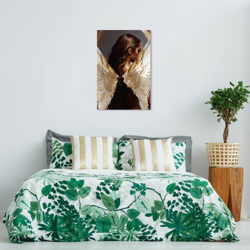 Wynwood Studio Fashion and Glam Always Angelic White and Cream White Traditional Wall Art Canvas Print - 36 x 24