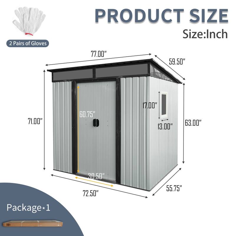 GDF Studio - Jarvi Outdoor Metal Storage Shed with Window and Transparent Roof Panel