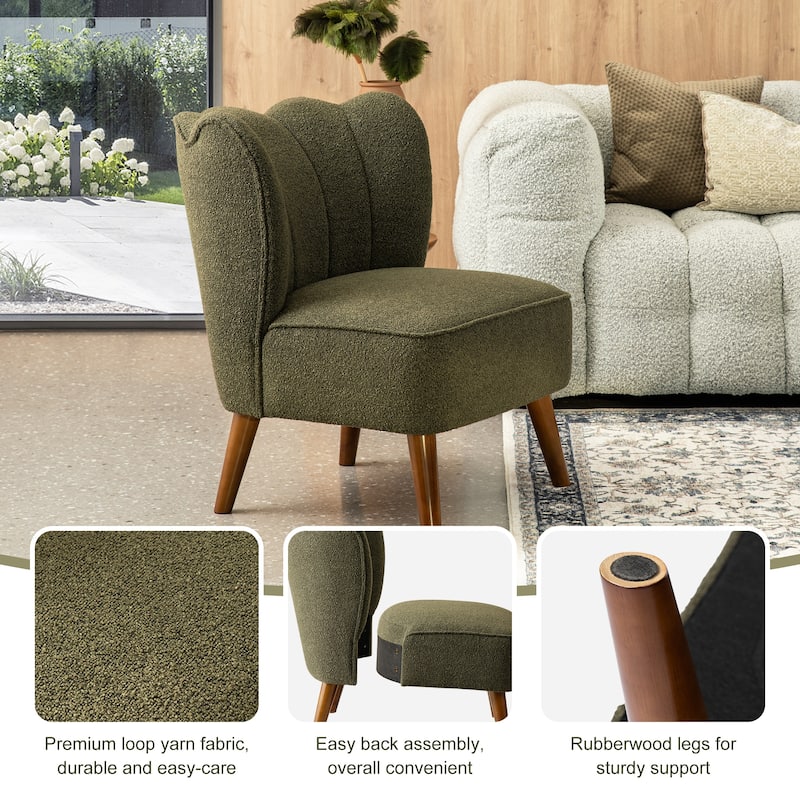 Glitzhome Set of 2 32.75"H Upholstered Tufted Accent Chair with Rubber Wood Legs