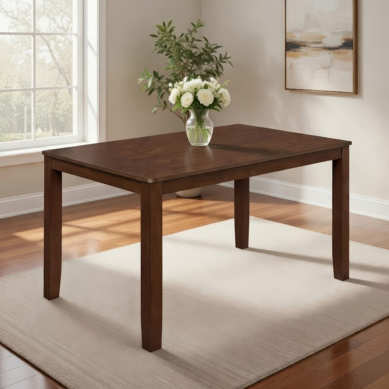 Accai Dining Table, Angled Legs, Rectangular Walnut Rubberwood 59 Inch