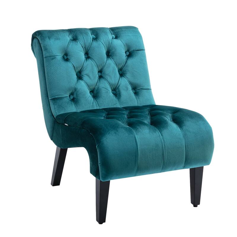 22.83" Buttons Tufted Accent Chair with Wooden Legs