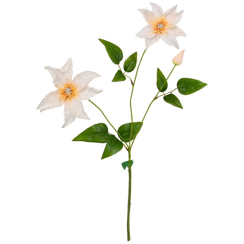 Two-Tone Clematis Artificial Floral Spray with Rhinestones - 20" - Blush Pink