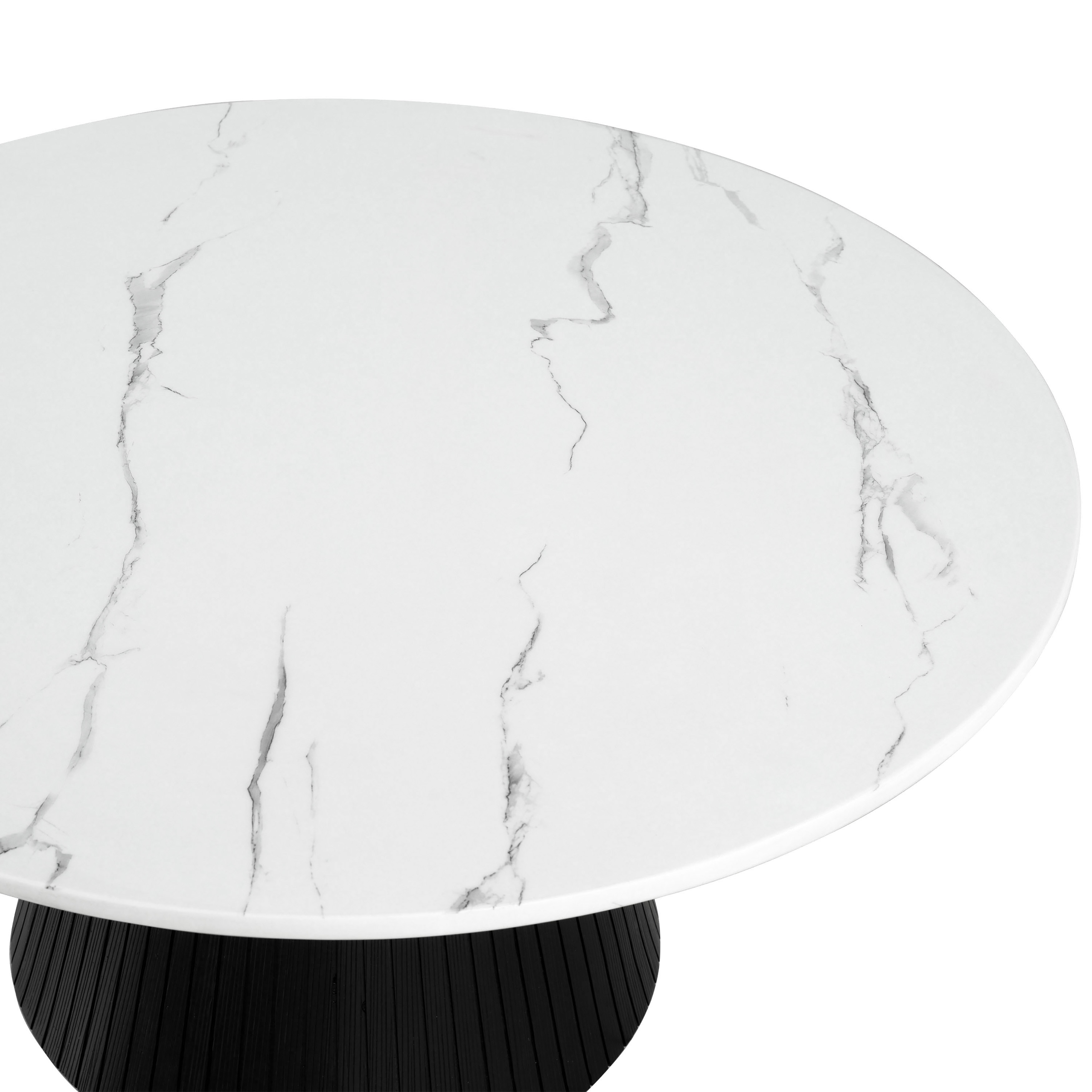 Modern White & Black Faux Marble Round Coffee Table