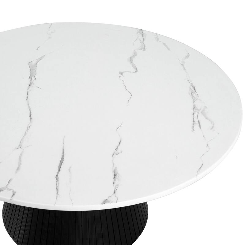 Furniture of America Tonix Modern White and Black Round Faux Marble Top Coffee Table