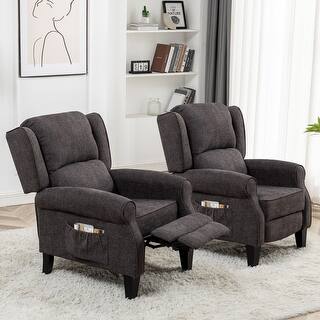 HOMYKA Manual Pushback Recliner Adjustable Accent Chair Wingback Armchair Set of 2