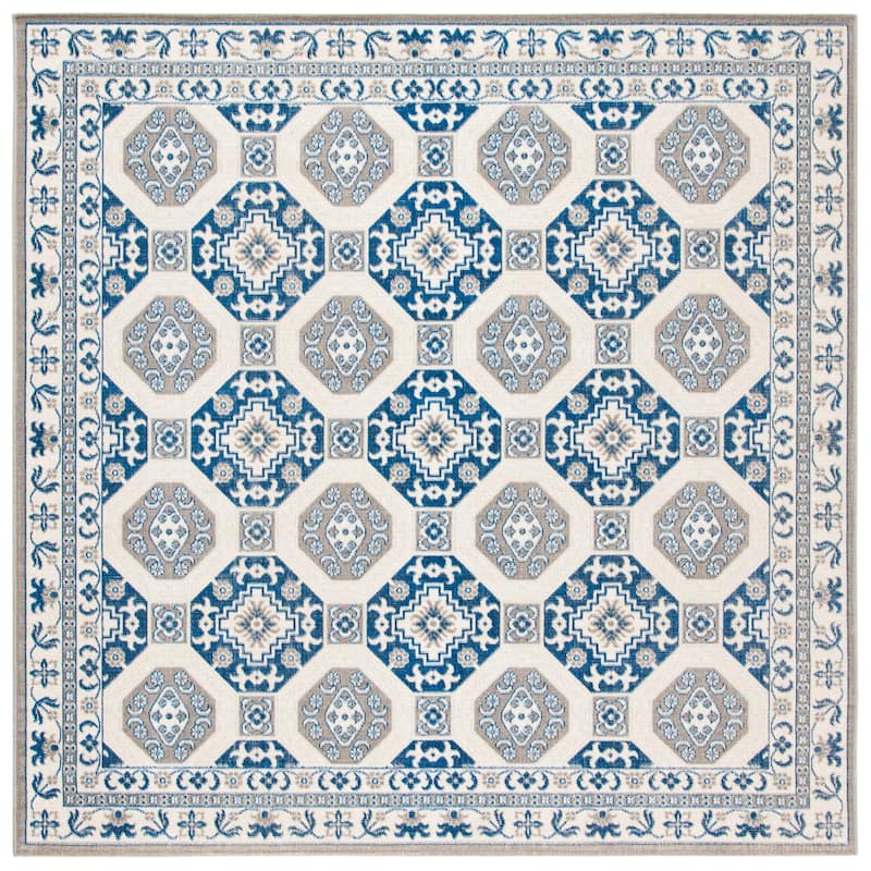 SAFAVIEH Patina Bernadine Traditional Oriental Rug - 6'7" Square - Blue/Ivory