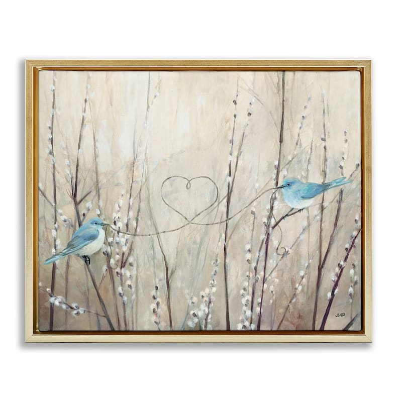 Stupell Love Birds Heart Shape Framed Floater Canvas Wall Art Design by Julia Purinton