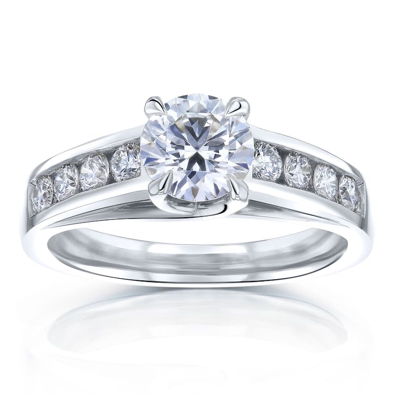 Kobelli 1.45 Carats Diamond 14k Solid Gold Round Lab Grown Channel Engagement Ring (Certified, EF/VS/EX) - 7 - White