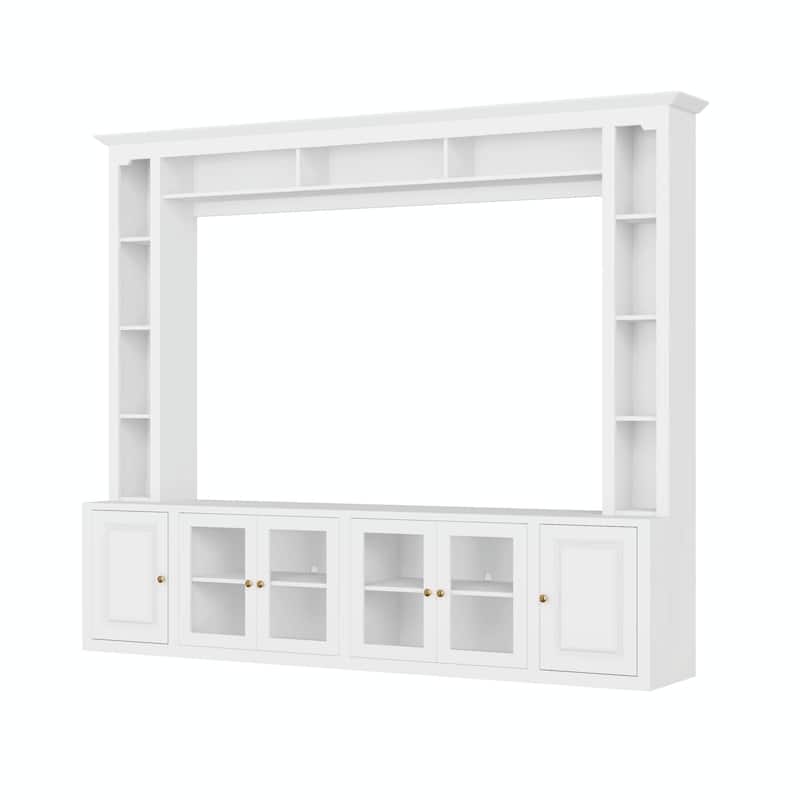 4-Piece Modern Entertainment Center Wall Unit with Bookshelves - All-in-1 Large TV Stand for TVs Up to 80"