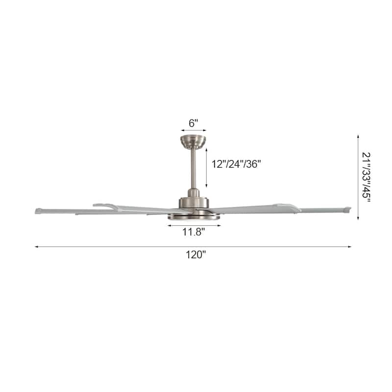 MLiAN 120 In. 8 Aluminium Blades Indoor Ceiling Fan with LED Light - 120"
