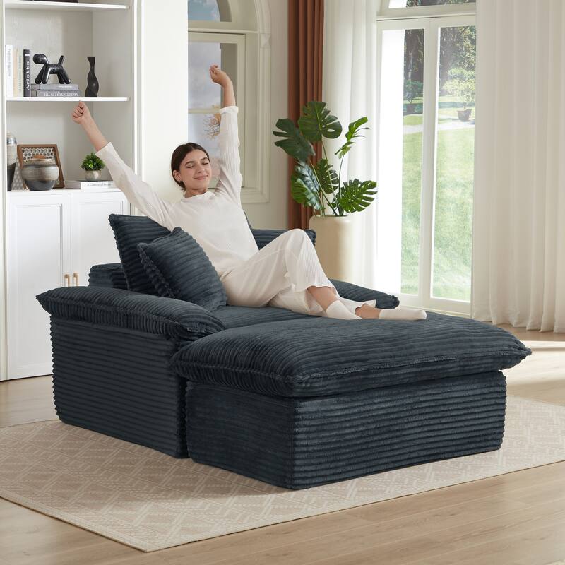 51.97" Modern Comfortable Cushioned Compression Single Sofa with Footrest - Charcoal