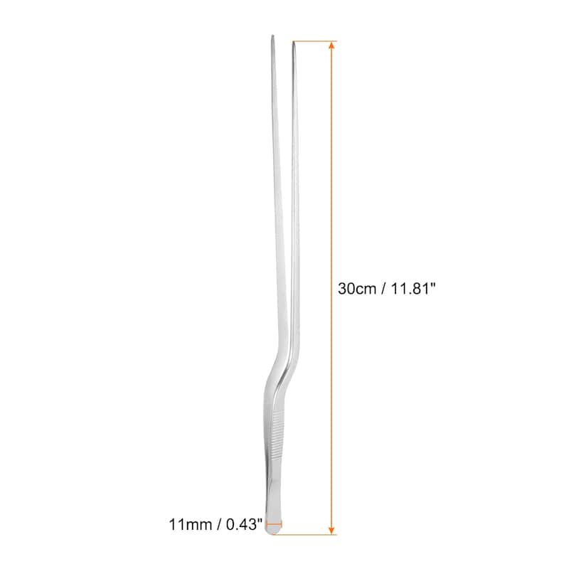 2Pcs Offset Tweezer Tongs 304 Stainless Steel Kitchen Precision Tweezer - Silver - 11.8"