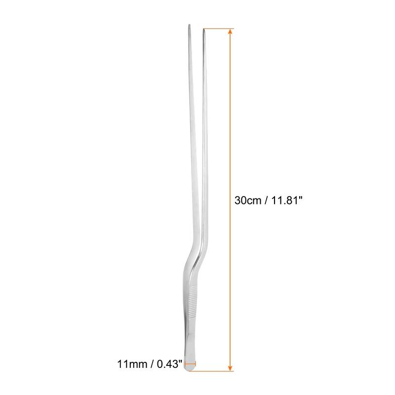 Offset Tweezer Tongs 304 Stainless Steel Kitchen Cooking Precision Tweezer - Silver - 11.8"