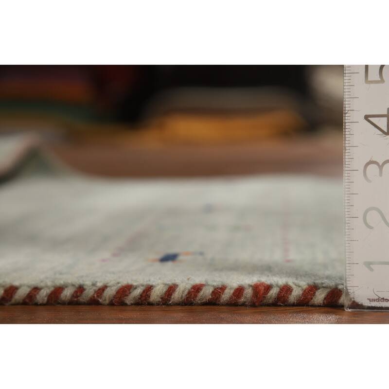 Hand Knotted Oriental 100% Wool Carpet Tribal Animal Pictorial Green Gabbeh Area Rug - 4' 11'' X 3' 0''