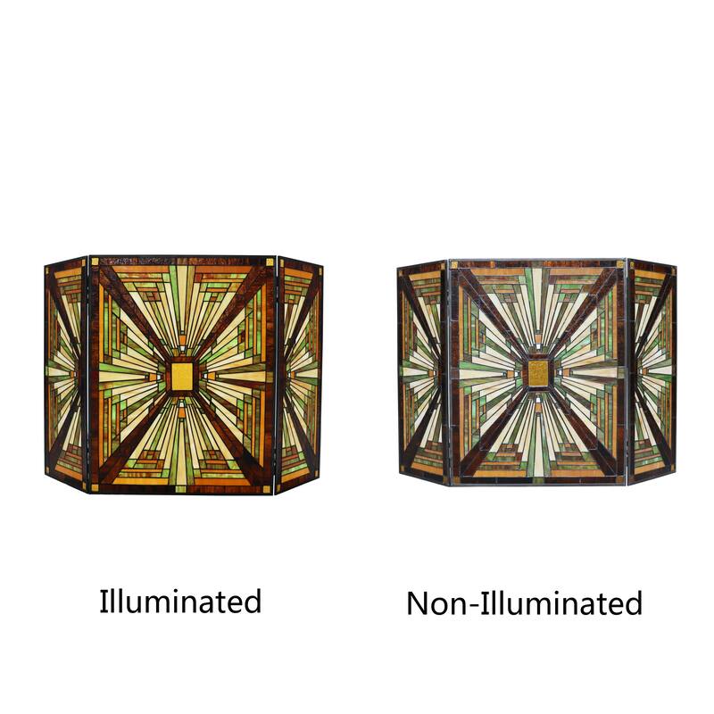 Tiffany-Style Mission Design 3-panel Fireplace Screen