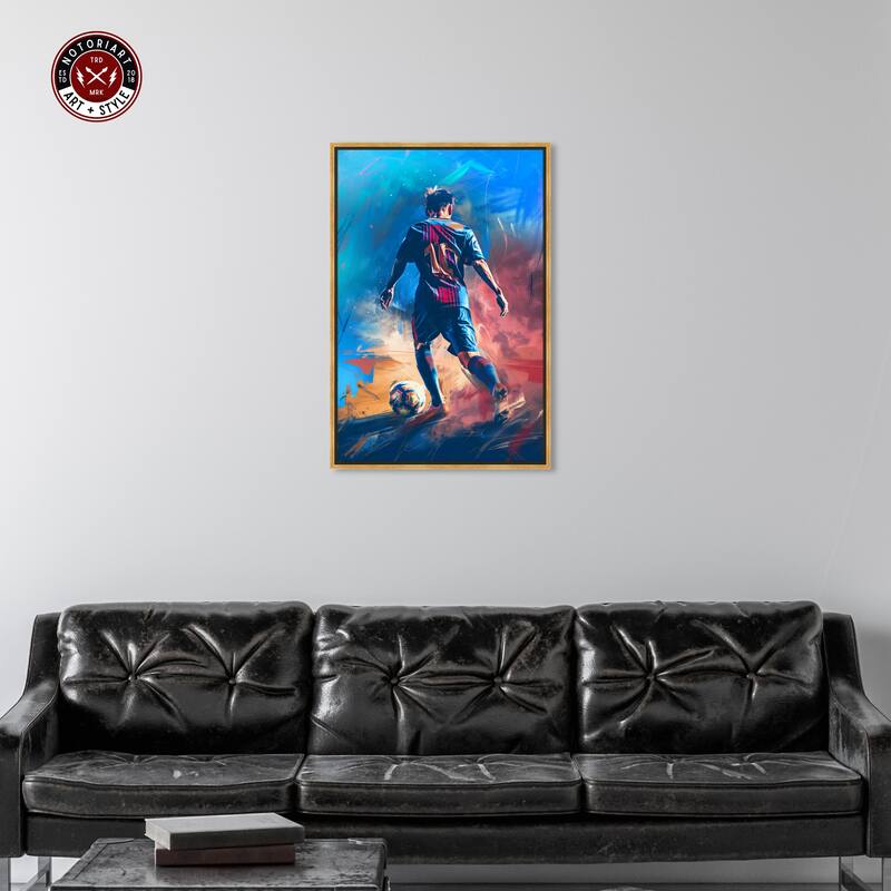 Notoriart Bold And Colorful Soccer Player Framed Soccer 1 Piece Canvas Wall Art