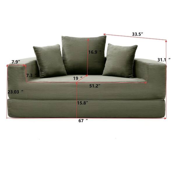 dimension image slide 2 of 7, Convertible Sofa Bed, Multi-Functional Futon Lounge Sofa