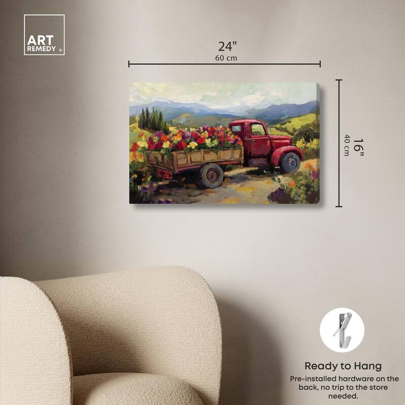 Flowers in Transit I Canvas by Art Remedy, Gallery Wrapped