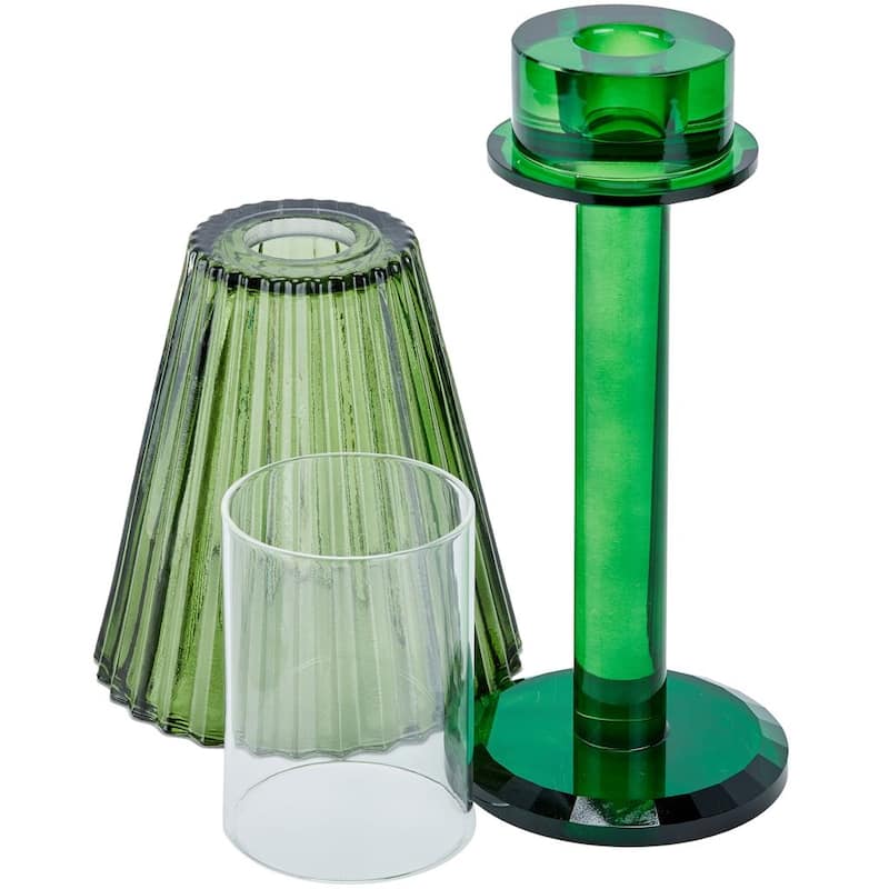 Lya 12" Crystal Glass Candle Lamp With Glass Shade