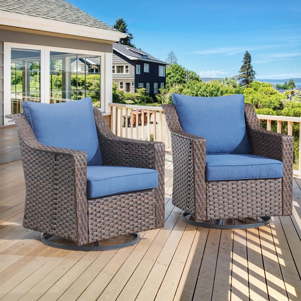 Gymojoy Outdoor Wicker Swivel Glider Chairs with Cushions