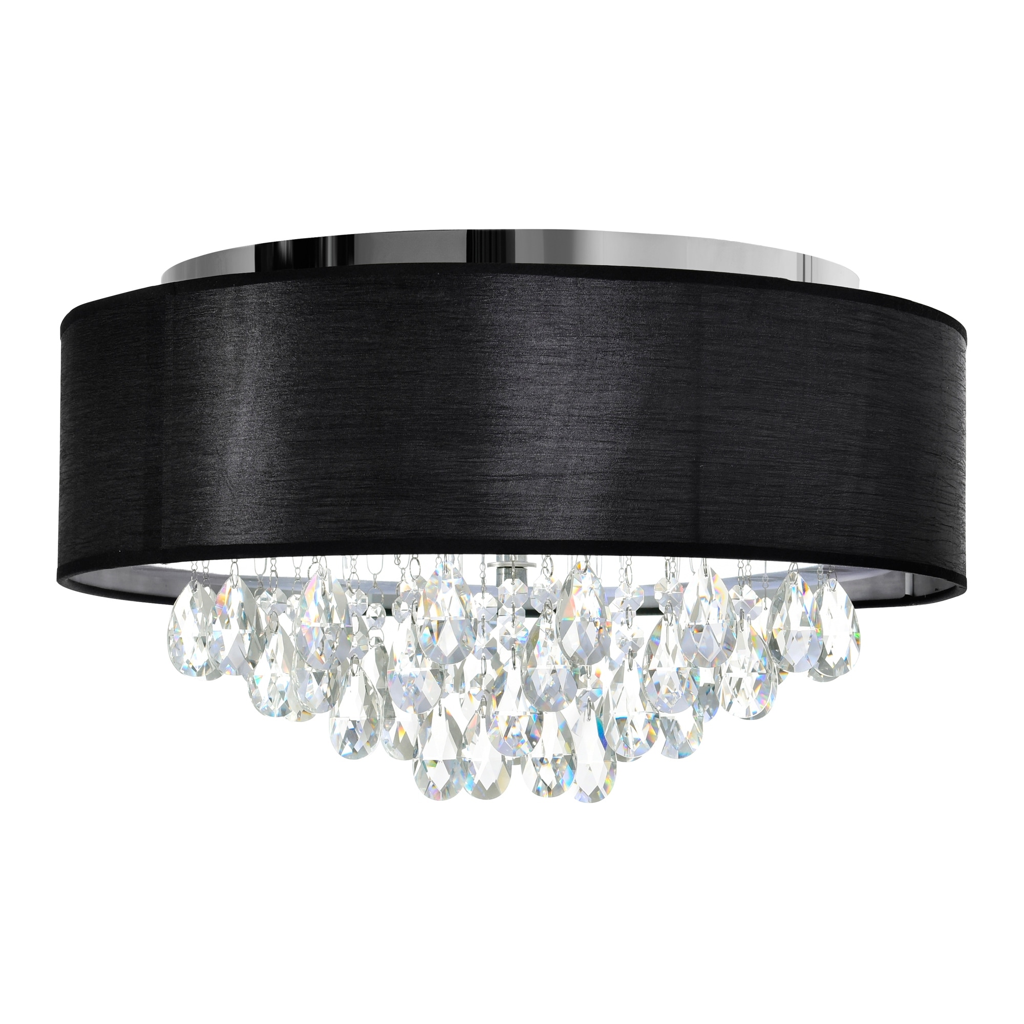 CWI Lighting Dash 4 Light 18in Chrome Flush Mount with Black Shade