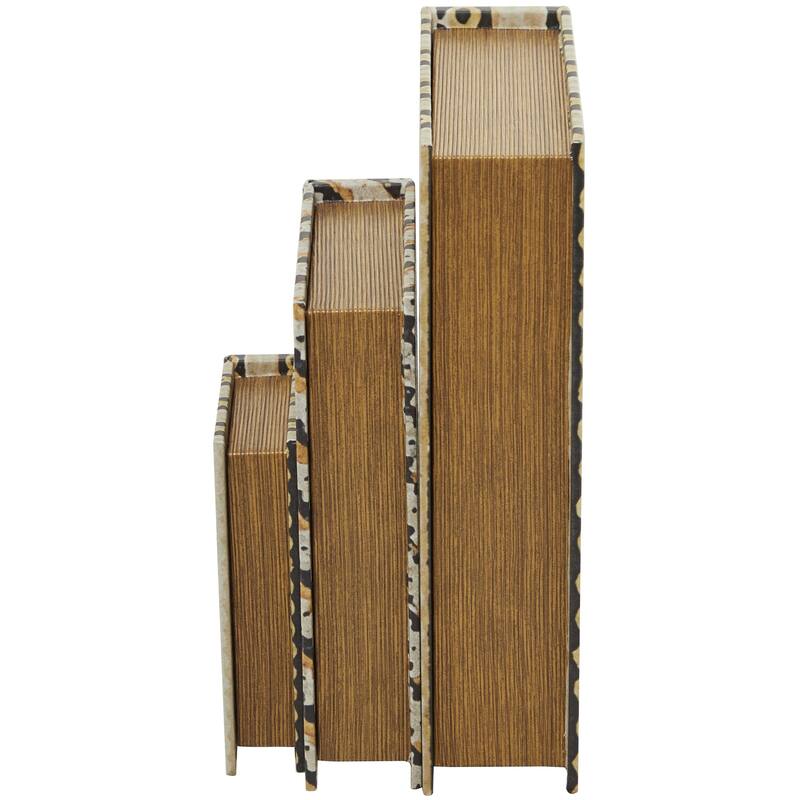 Faux Storage Book Decorative Box - Set of 3 Dark Brown, Gray, Cream, Beige, Multi Colored, Blue, White - Roche River Decor
