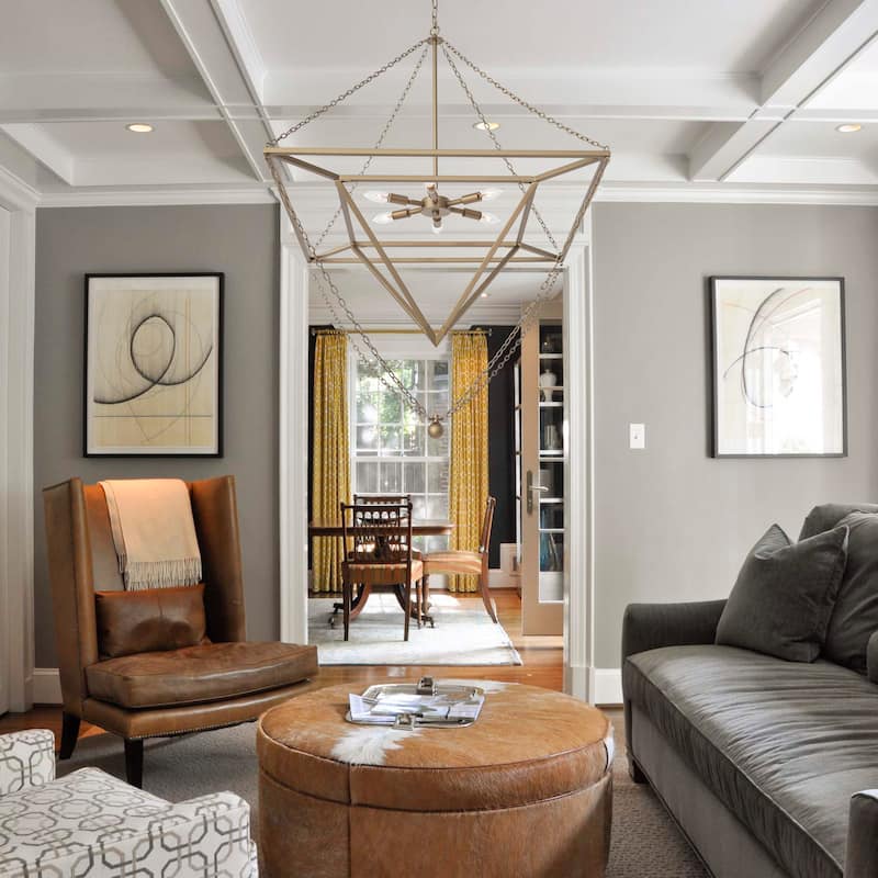 Modern 6 - Light Brass Dust Metal Geometric Chandelier - 44.88"x44.88"x45.53"