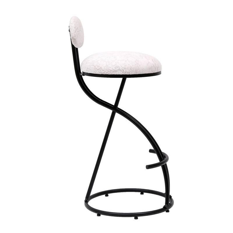 Set of 2 Round Bar Stools with Floral Print Seats - Sturdy Metal Frame for Kitchen & Dining