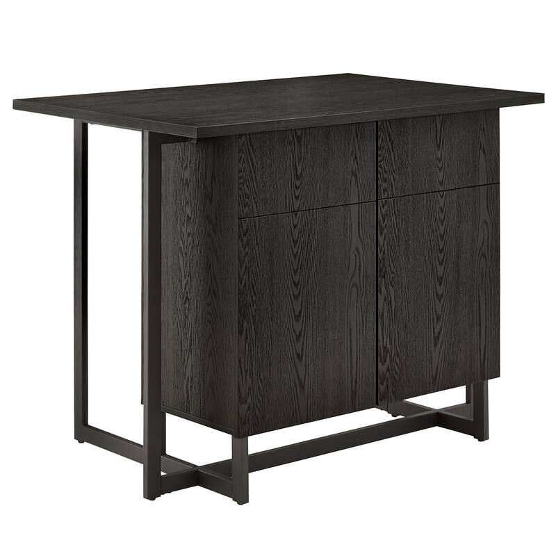 Oyala Black Finish 2-door Kitchen Island with Power and USB outlets by iNSPIRE Q Modern - Stationary - Wood
