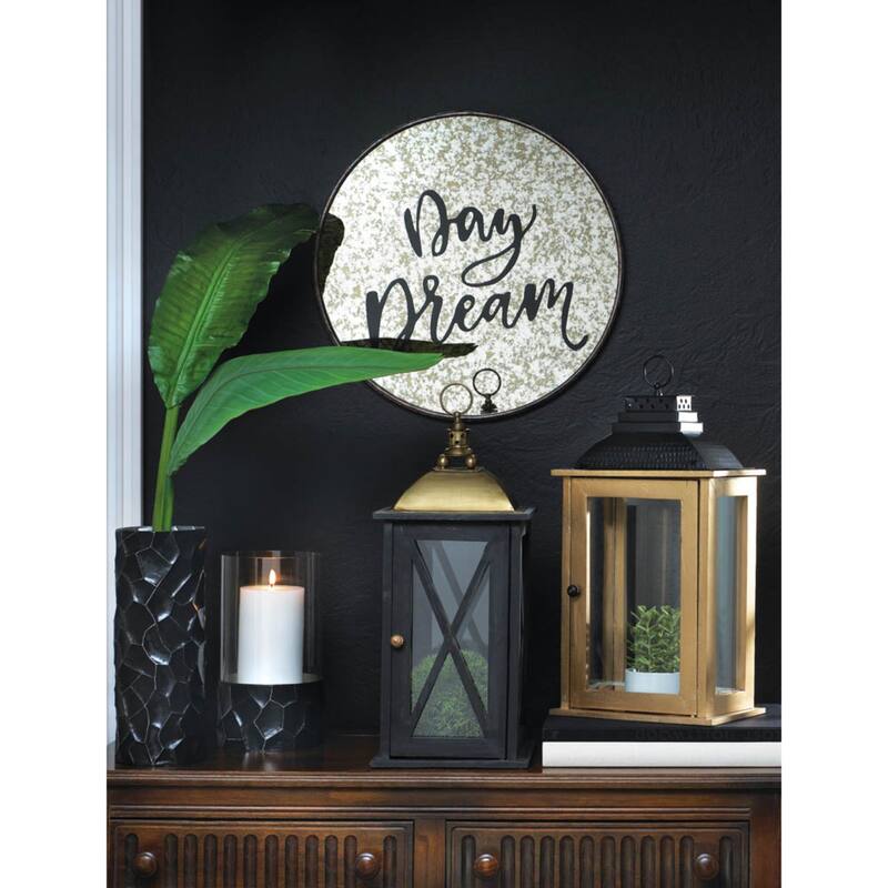 20" Brown Black Nikki Chu Monterey"Day Dream" Round Wall Mirror