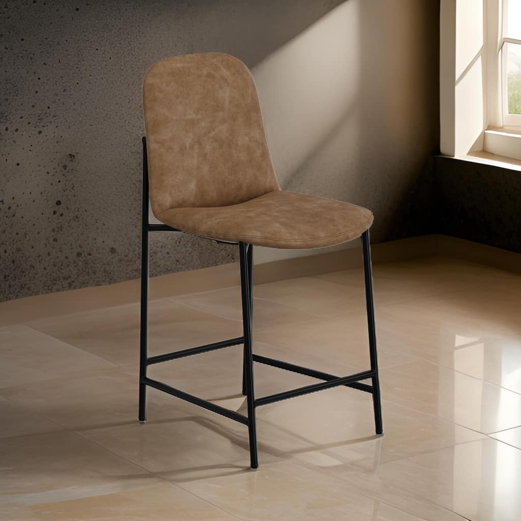 Reeve Counter Height Chair, Water-Resistant Cognac Brown Faux Leather