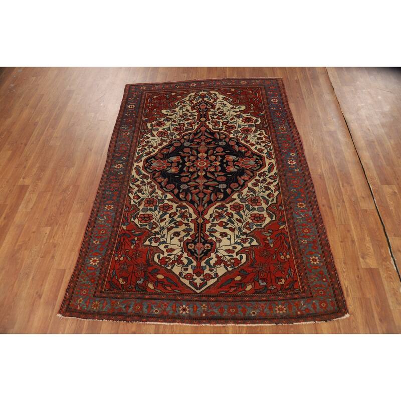 Pre-1900 Antique Sarouk Farahan Persian Rug Hand-Knotted Wool Carpet - 4'3" x 6'2"